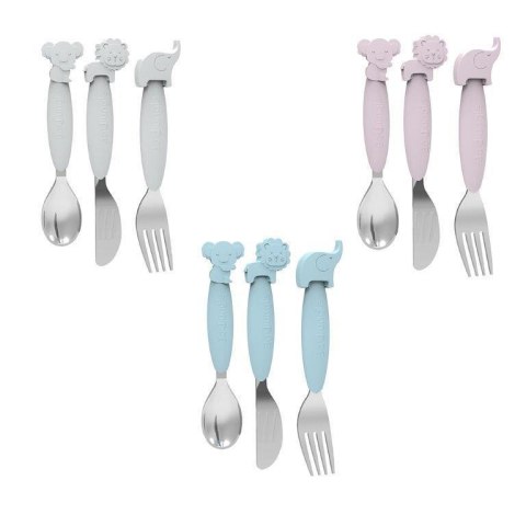 B-Zestaw sztućców dla dzieci silkon/Inox pink