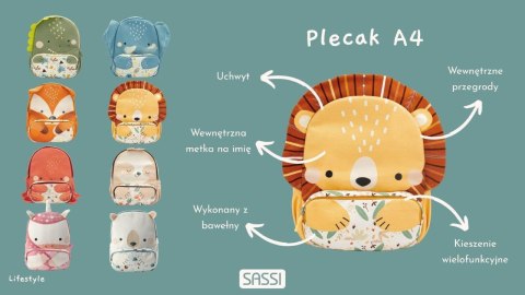 Plecak dla dzieci A4 Dinozaur SASSI