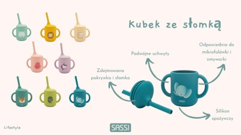 Kubek silikonowy z rurką dla dzieci Lisek SASSI
