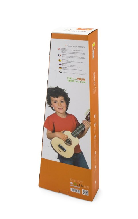 Viga Drewniana gitara dla dzieci Naturalna 21 cali 6 strun