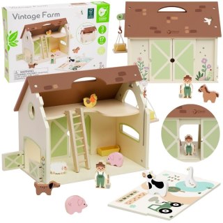 CLASSIC WORLD Drewniany Domek Farma Vintage Zestaw Figurek 17 el.