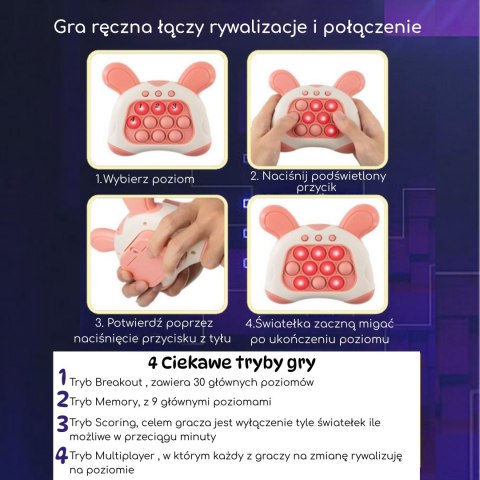 WOOPIE Gra POP IT Elektryczna Antystresowa Zręcznościowa Uszy Króliczka