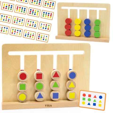 VIGA Gra Logiczna Odwzoruj Kolory i Figury Sorter Montessori
