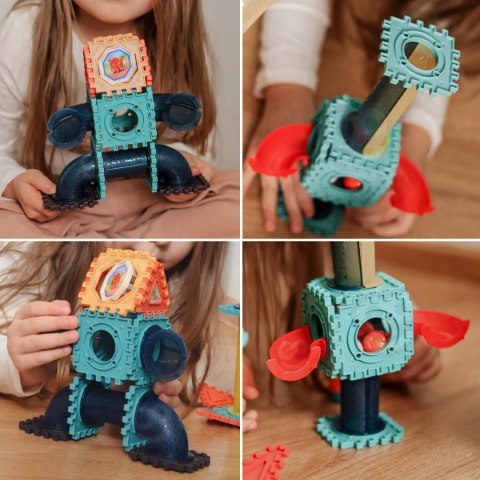 WOOPIE Klocki Konstrukcyjne 3D Zestaw Edukacyjny Tor Kulkowy Kulodrom Wafle 68el.