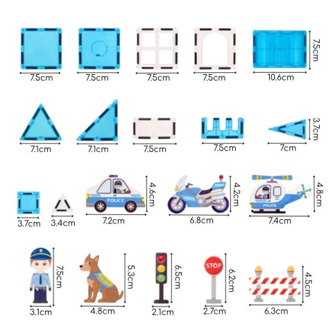 WOOPIE Klocki Magnetyczne 3D Zestaw Komisariat Policji 42el.