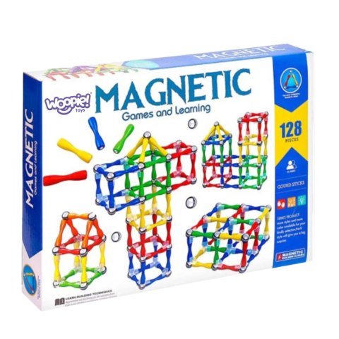 WOOPIE Klocki Magnetyczne Konstrukcyjne 3D 128 el. XXL
