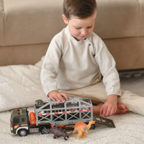 WOOPIE Ciężarówka Transporter Dinozaurów Auto z Dźwiękiem i Światłem