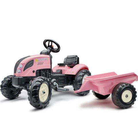 FALK Traktor Country Star Różowy na Pedały + Przyczepka i Klakson 2-5Lat.