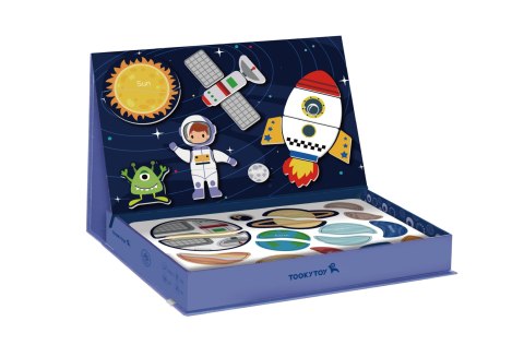 TOOKY TOY Układanka Magnetyczna Puzzle Montessori Pudełko Edukacyjne Kosmos 72 el.