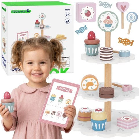 TOOKY TOY Patera Słodkości Drewniany Stojak Babeczki Ciasta