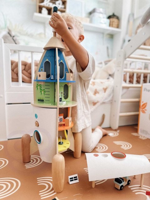 CLASSIC WORLD Drewniana Rakieta Domek dla Dzieci + Figurki 51el.