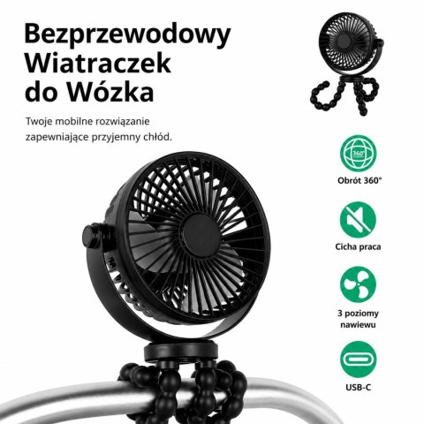 Bezprzewodowy wiatraczek 360° do wózka USB-C TB