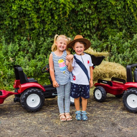 FALK Traktor na Pedały Valtra S4 Bordowy z Przyczepą 3-7 lat