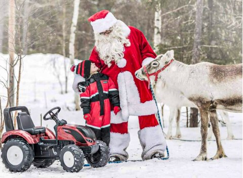 FALK Traktor na Pedały Valtra S4 Bordowy z Przyczepą 3-7 lat