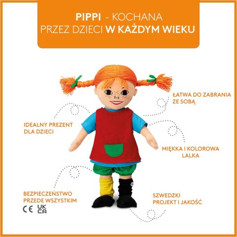 Miękka lalka Pippi Langstrumpf 20 cm, przytulanka, zabawka dla dzieci