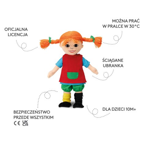 Miękka lalka Pippi Langstrumpf 20 cm, przytulanka, zabawka dla dzieci