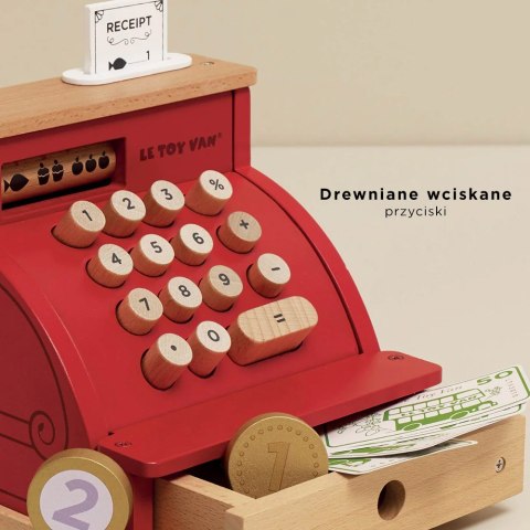 Drewniana kasa sklepowa, zabawka dla dzieci, odgrywanie ról, Le Toy Van