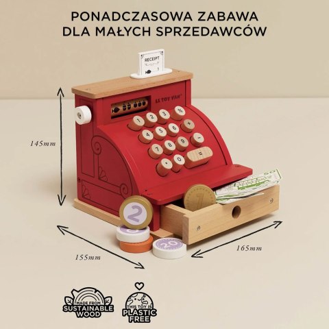 Drewniana kasa sklepowa, zabawka dla dzieci, odgrywanie ról, Le Toy Van