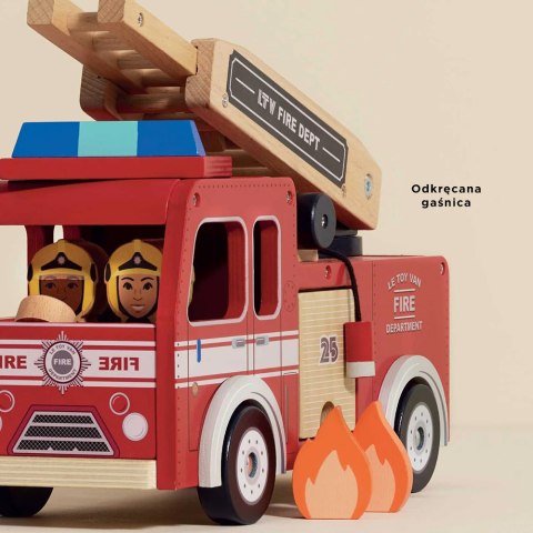 Drewniany wóz strażacki zestaw z figurkami straż pożarna zabawka Le Toy Van