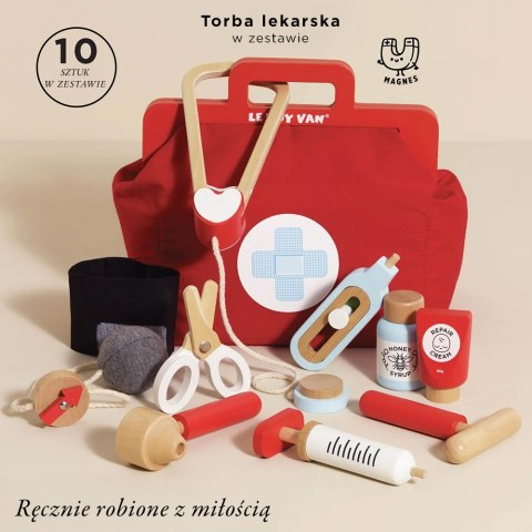 Drewniany zestaw lekarza, zabawka dla dzieci, odgrywanie ról, Le Toy Van