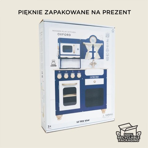 Duża drewniana kuchnia dla dzieci Oxford, zabawkowa kuchenka, Le Toy Van