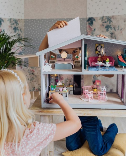 Zestaw mebli kuchennych do domku dla lalek, lodówka, kuchnia zabawka Lundby