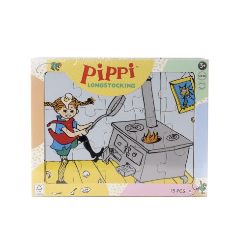 Drewniane puzzle Pippi Langstrumpf 15 szt. edukacyjna zabawka dla dzieci
