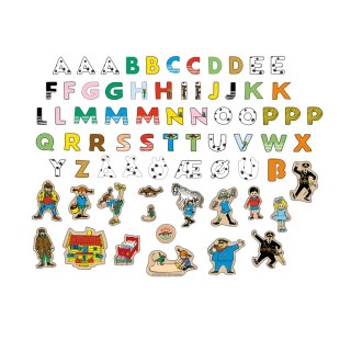 Magnetyczne literki i obrazki, edukacyjna zabawka dla dzieci, zestaw Pippi