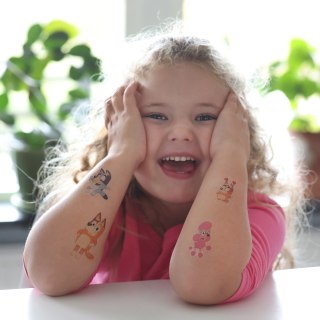 Zmywalne dziecięce tatuaże, zestaw 40 tatuaży dla dzieci, zabawka, Bluey
