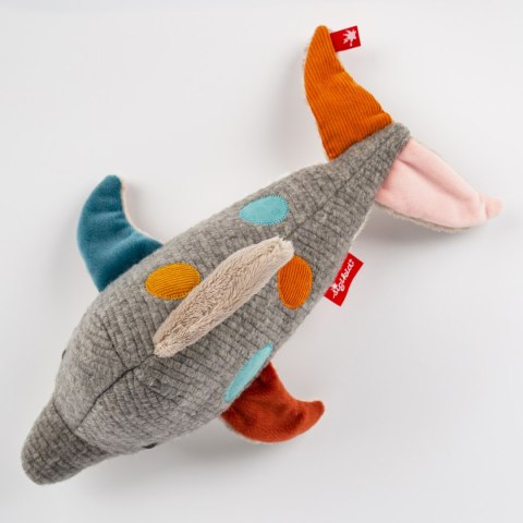 Pierwsza przytulanka Delfin 33cm patchworkowa zabawka dla dzieci sigikid