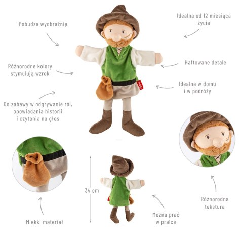 Pluszowa pacynka Rabuś 34cm maskotka teatrzyk lalka zabawka dzieci sigikid