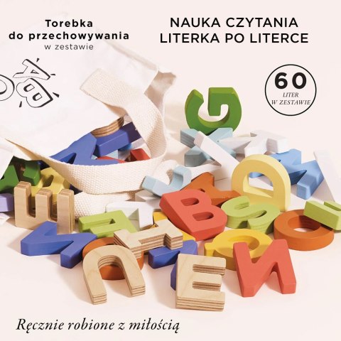 Drewniane literki, zabawka układanka edukacyjna nauka dla dzieci Le Toy Van