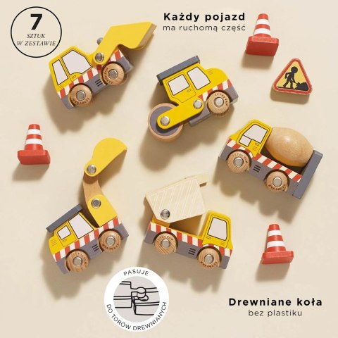 Drewniane pojazdy budowlane zestaw, zabawka samochody dla dzieci Le Toy Van