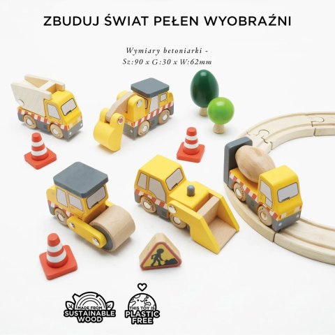 Drewniane pojazdy budowlane zestaw, zabawka samochody dla dzieci Le Toy Van