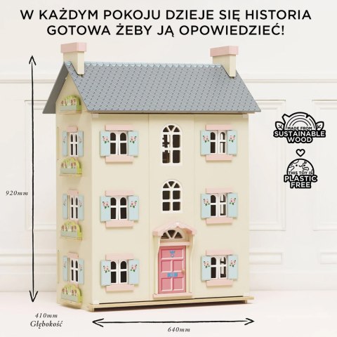 Drewniany domek dla lalek Cherry Tree Hall, zabawka dla dzieci, Le Toy Van