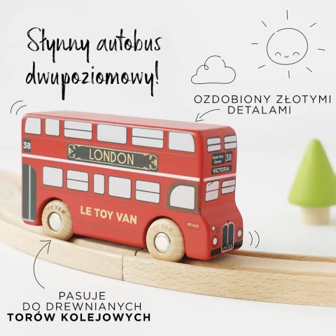 Drewniany piętrowy kolekcjonerski autobus, Londyn, dla dzieci, Le Toy Van