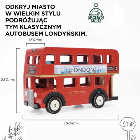 Drewniany piętrowy kolekcjonerski autobus, Londyn, dla dzieci, Le Toy Van