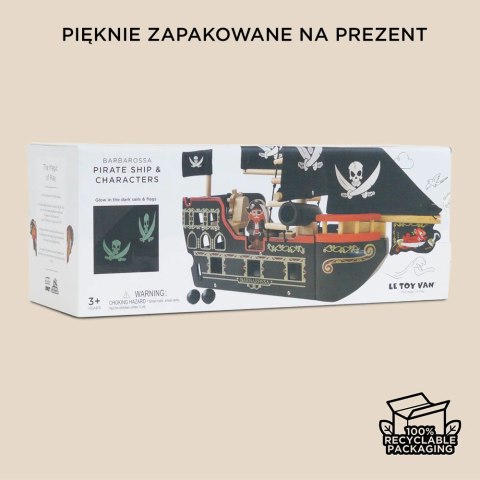 Drewniany statek piracki Barbarossa, zabawka dla dzieci, Le Toy Van