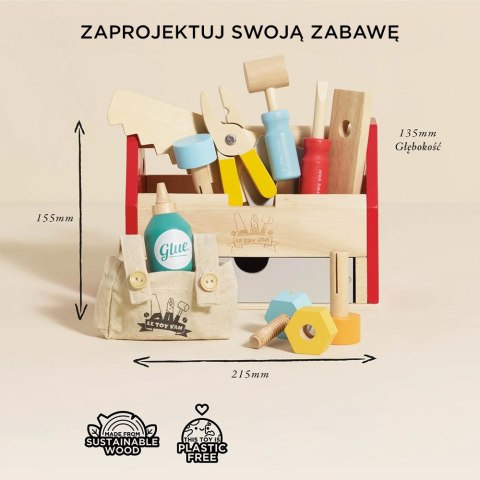 Drewniany zestaw narzędzi, skrzynka z narzędziami, majsterkowicz Le Toy Van