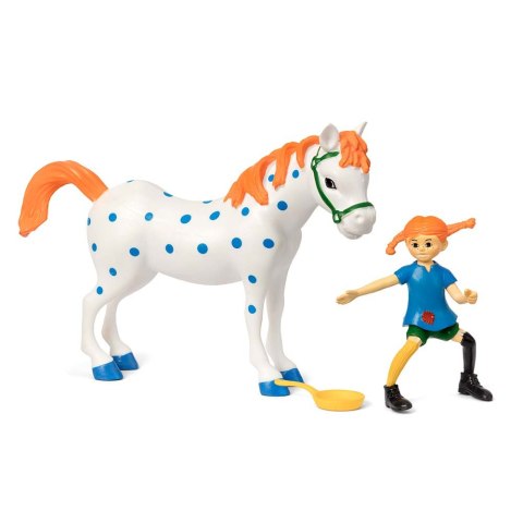 Figurka Pippi Langstrumpf zestaw z koniem do zabawy, zabawka dla dzieci koń