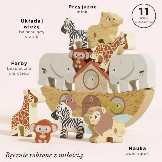 Arka Noego, zabawka balansująca, figurki, statek, zwierzątka, Le Toy Van