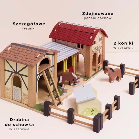 Drewniana farma zestaw z figurkami, zabawka dla dzieci, koniki, Le Toy Van