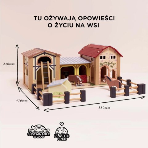 Drewniana farma zestaw z figurkami, zabawka dla dzieci, koniki, Le Toy Van