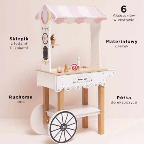 Drewniana lodziarnia dla dzieci, słodki stół, zabawka, lody, Le Toy Van