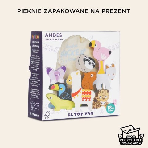 Drewniane figurki zwierzątka górskie, zabawka układanka, dzieci, Le Toy Van