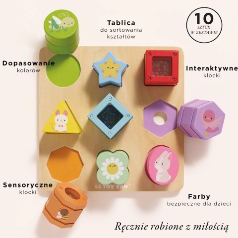 Drewniane klocki sorter zabawka sensoryczna, edukacyjna, dzieci Le Toy Van