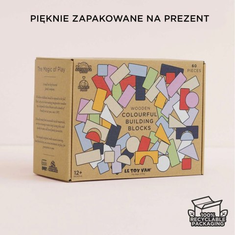 Drewniane klocki zestaw 60 sztuk zabawka edukacyjna dla dzieci, Le Toy Van
