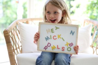 Drewniane magnetyczne literki 53 szt, edukacyjna zabawka dla dzieci, Micki