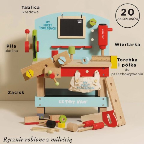 Drewniany pierwszy warsztat z narzędziami, zabawka dla dzieci, Le Toy Van