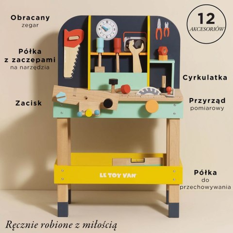 Drewniany warsztat z narzędziami Alexa, zestaw majsterkowicza, Le Toy Van